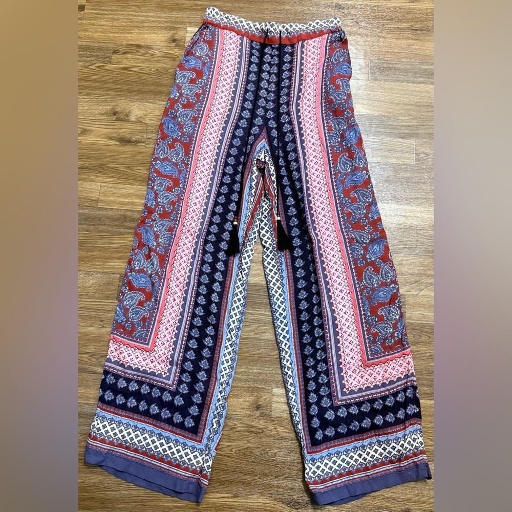 Charlotte Russe Y2K paisley wide leg boho handkerchief hippie pants small EUC